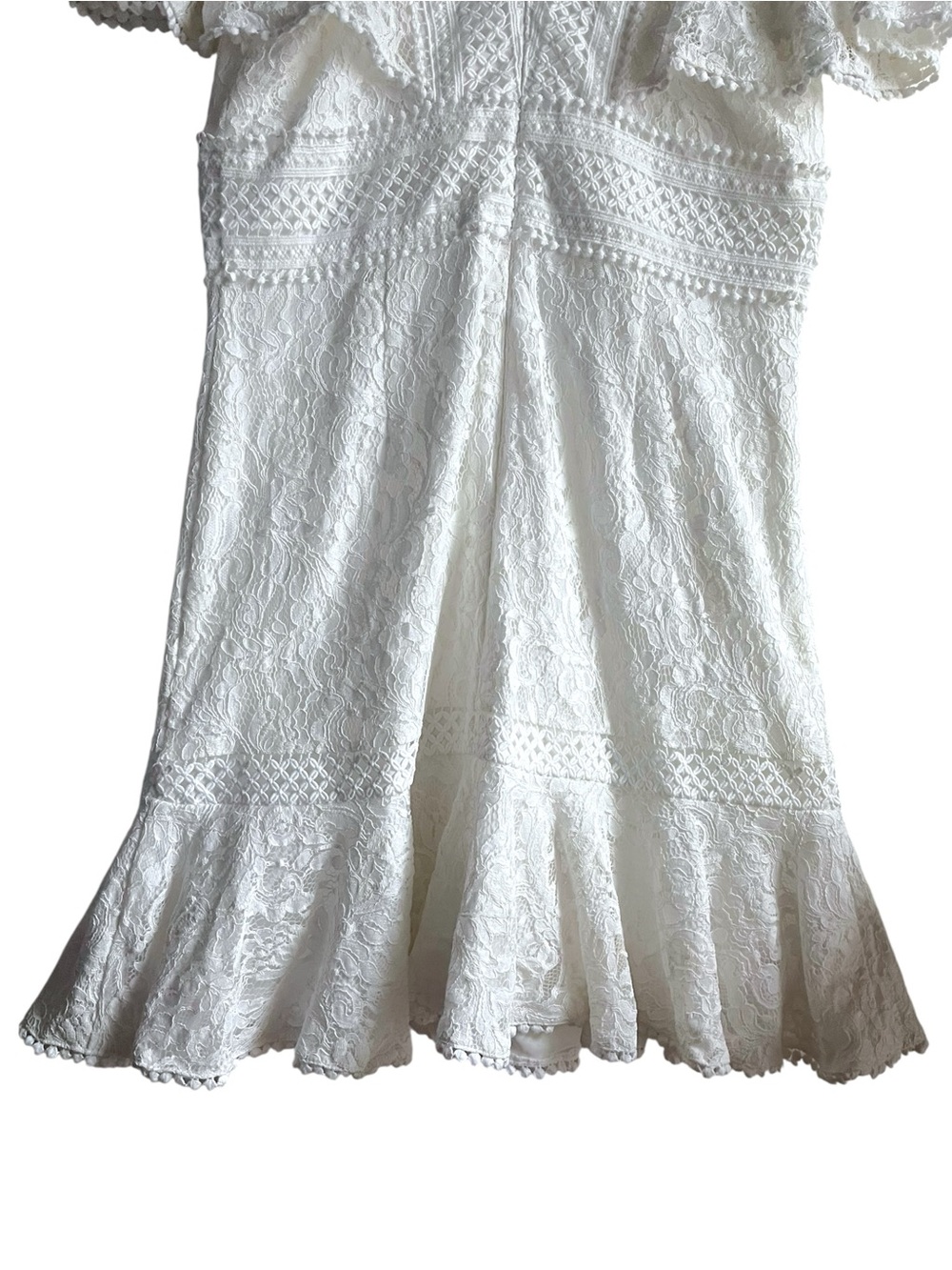 Eliza J Ivory Flounce Lace Dress Size 10 - Picture 10 of 16
